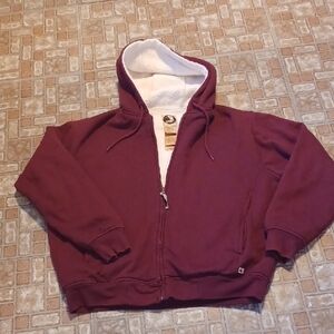 Maroon Hooded Jacket with Sherpa Lining Berne Women's Size Large (14-16)